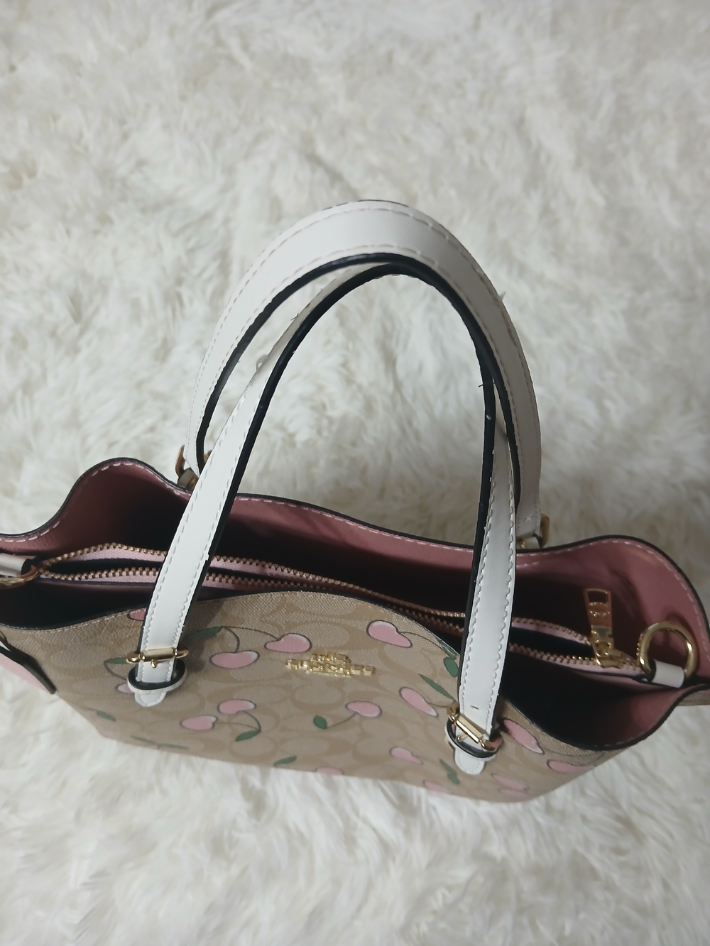 Coach Pink Cherry Print Bennett Carryall Tote - Picture 2 of 8